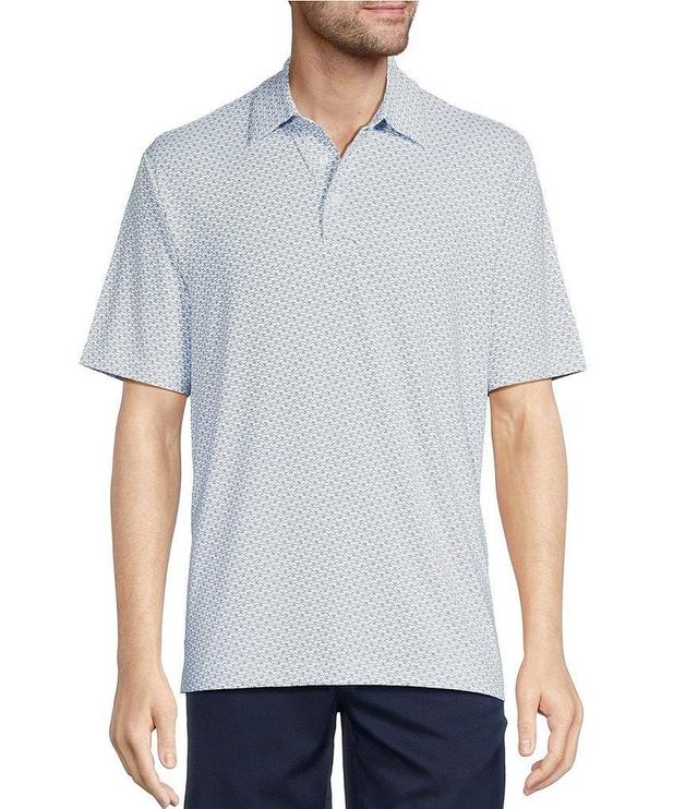 Roundtree & Yorke Performance Short Sleeve Geometric Fish Print Polo Shirt Product Image