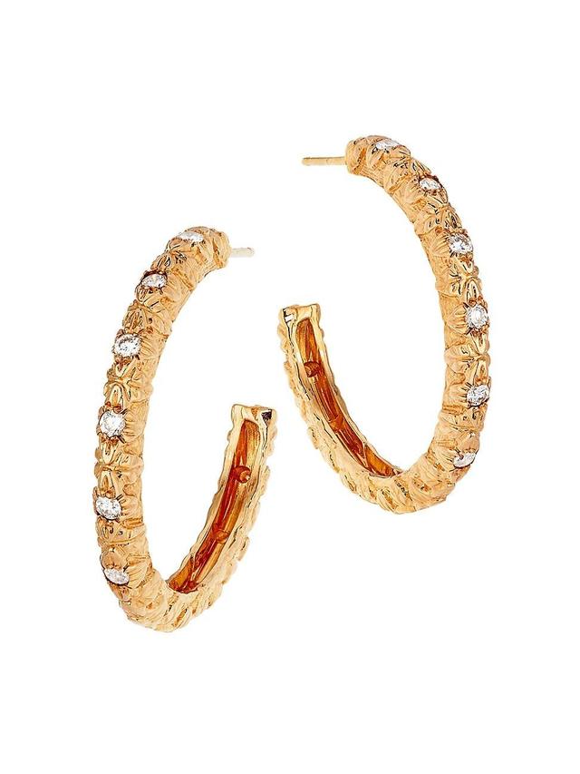 Womens Luxury 18K Gold & Diamond Hoop Earrings Product Image