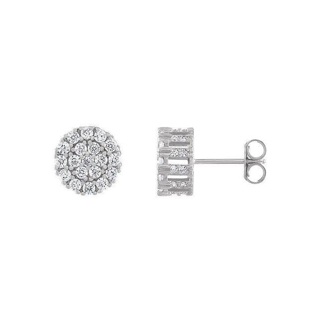 Designs by Gioelli Mens Pave Cubic Zirconia Stud Earrings, Sterling Clear Product Image