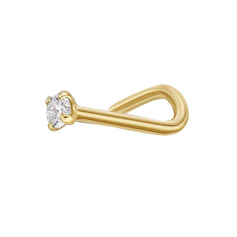 Lila Moon 14k Gold Diamond Accent 18 Gauge Curved Nose Ring Stud, Womens, 14k Whgold Product Image