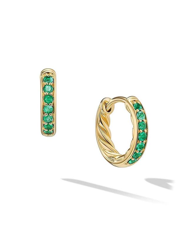 Womens Petite Pav Huggie Hoop Earrings in 18K Yellow Gold Product Image