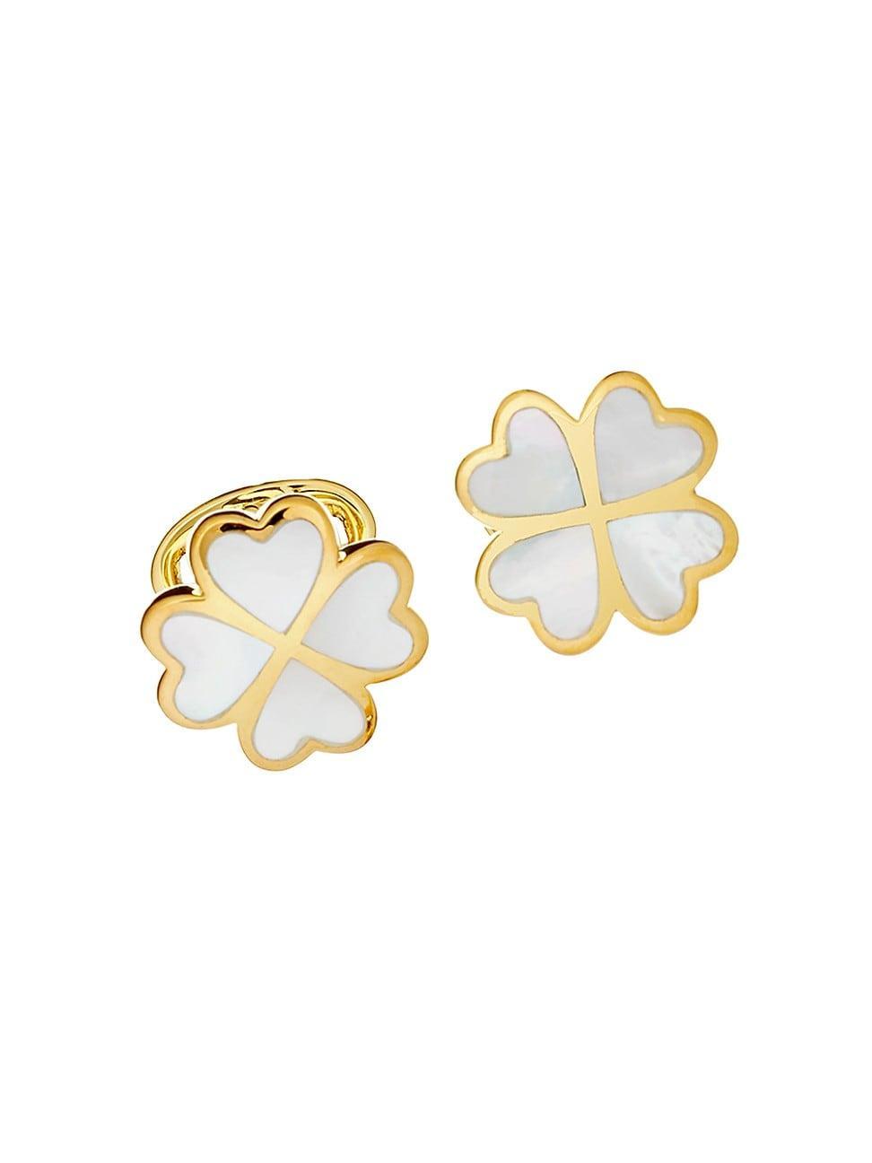 Mens 18K Gold Vermeil & Mother-of-Pearl Clover Cufflinks - Gold Product Image