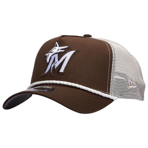 New Era Mens Miami Marlins New Era Miami Marlins 9FORTY A-Frame Trucker Rope Cap - Mens Product Image