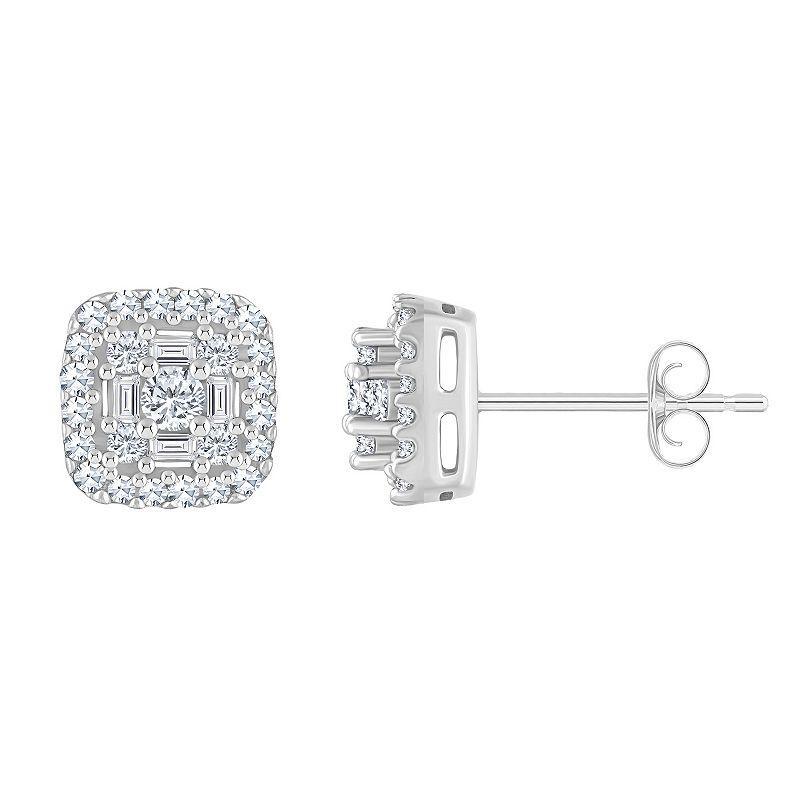 Celebration Gems 14k Gold 1/3 Carat T.W. Diamond Cushion Cluster Earrings, Womens, 14k White Gold Product Image