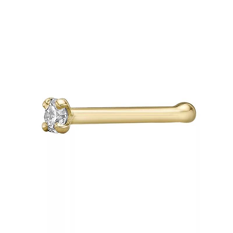 Lila Moon 14k Gold Diamond Accent 18 Gauge Straight Nose Ring Stud, Womens, 14k Whgold Product Image