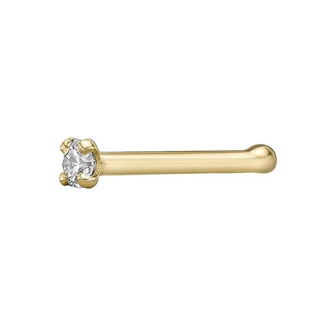 Lila Moon 14k Gold Diamond Accent 18 Gauge Straight Nose Ring Stud, Womens, 14k Whgold Product Image