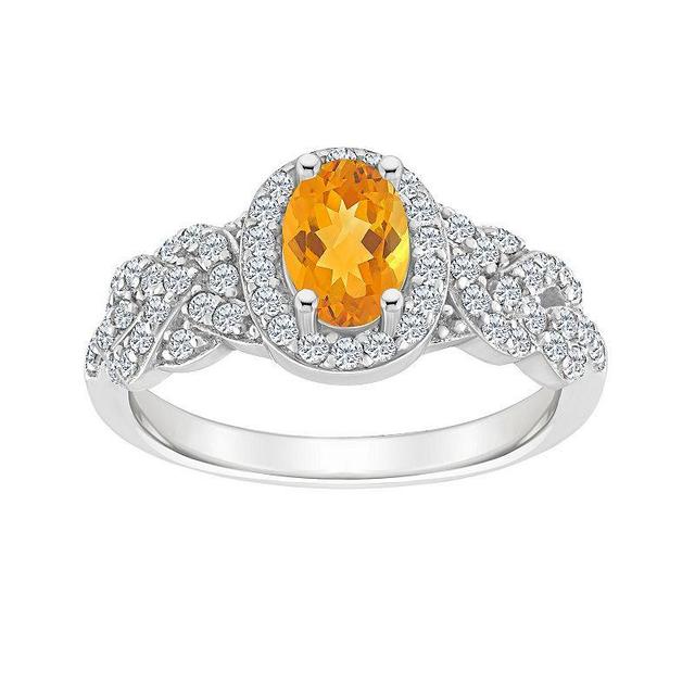 Celebration Gems Sterling Silver Citrine & White Topaz Accent Ring, Womens Orange Product Image