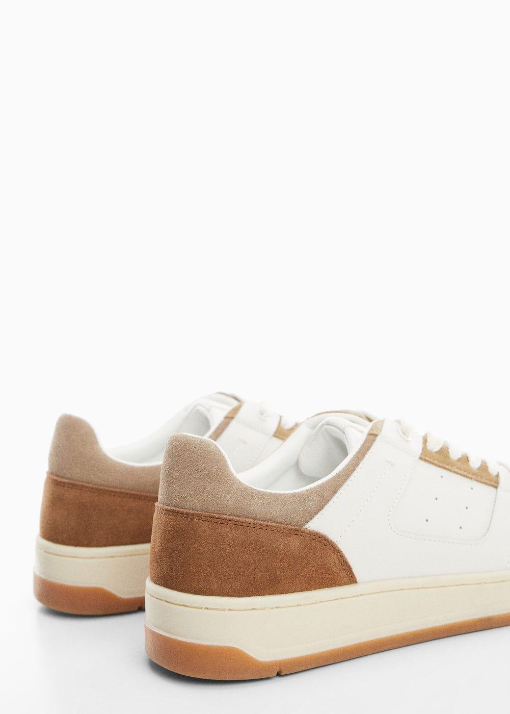 MANGO MAN - Leather mixed sneakers light/pastel brownMen Product Image