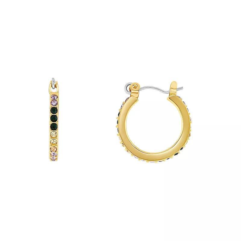 Emberly Gold Tone Multi-Color Crystal Hoop Earrings, Womens Product Image