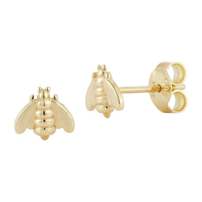 LUMINOR GOLD 14k Gold Bee Stud Earrings, Womens, Yellow Product Image