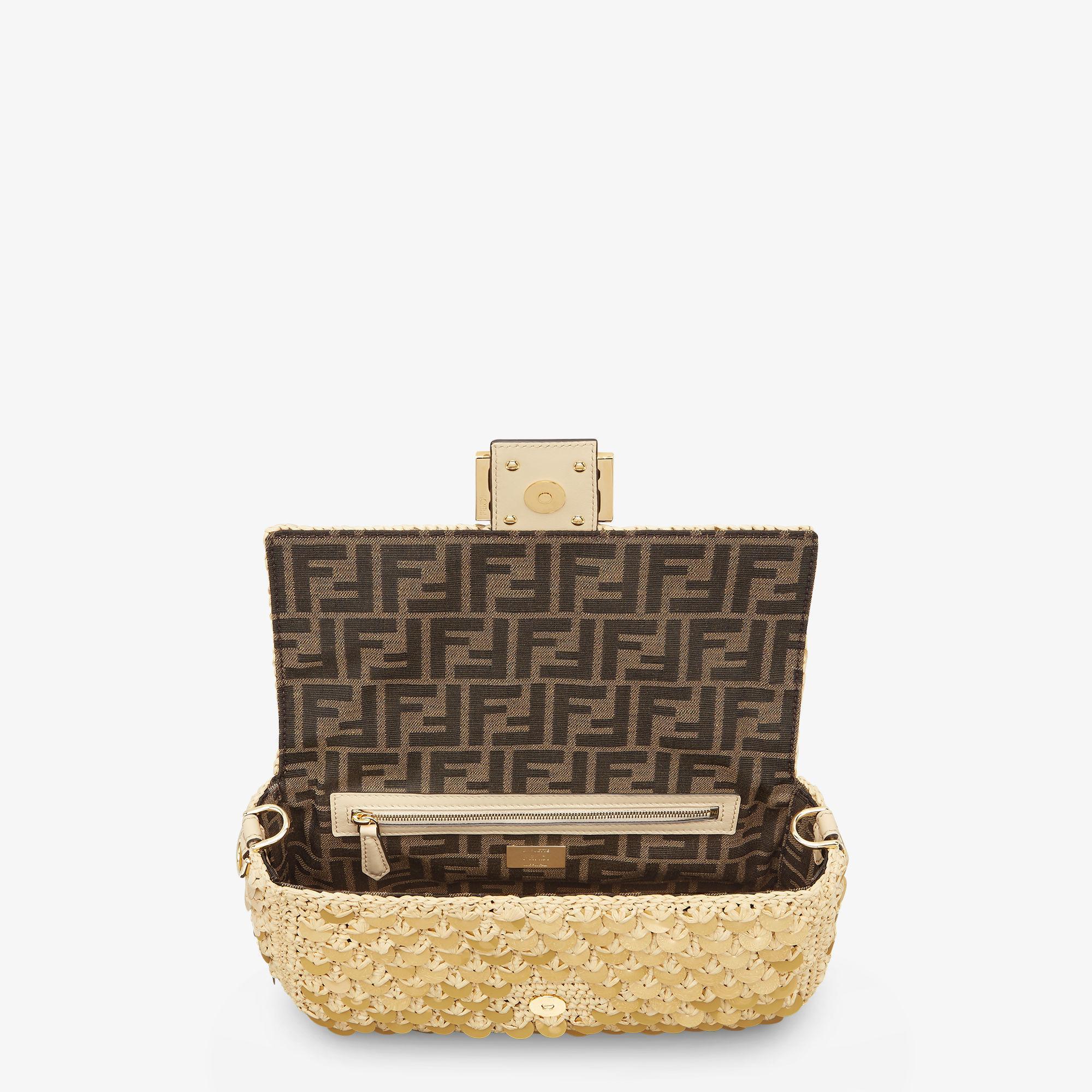 BaguetteRaffia bag with gold sequins Product Image