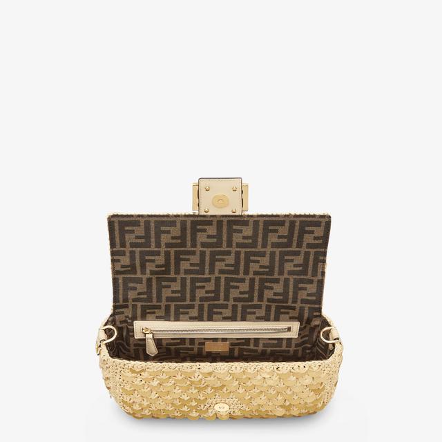 BaguetteRaffia bag with gold sequins Product Image