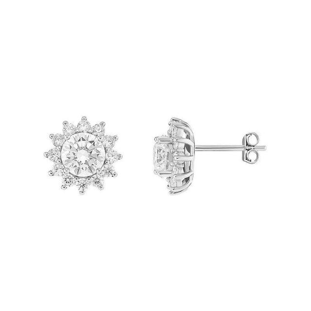 PRIMROSE Sterling Silver Cubic Zirconia Flower Stud Earrings, Womens Product Image