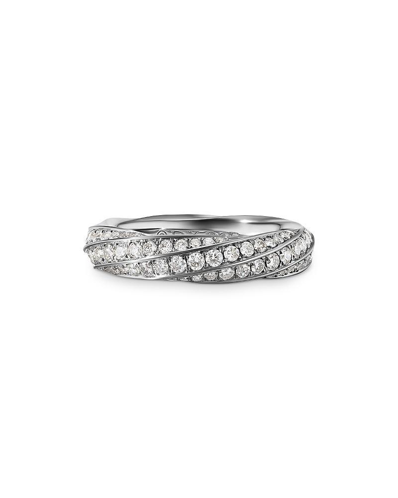 Womens Cable Edge Band Ring In Sterling Silver With Pav Diamonds Product Image