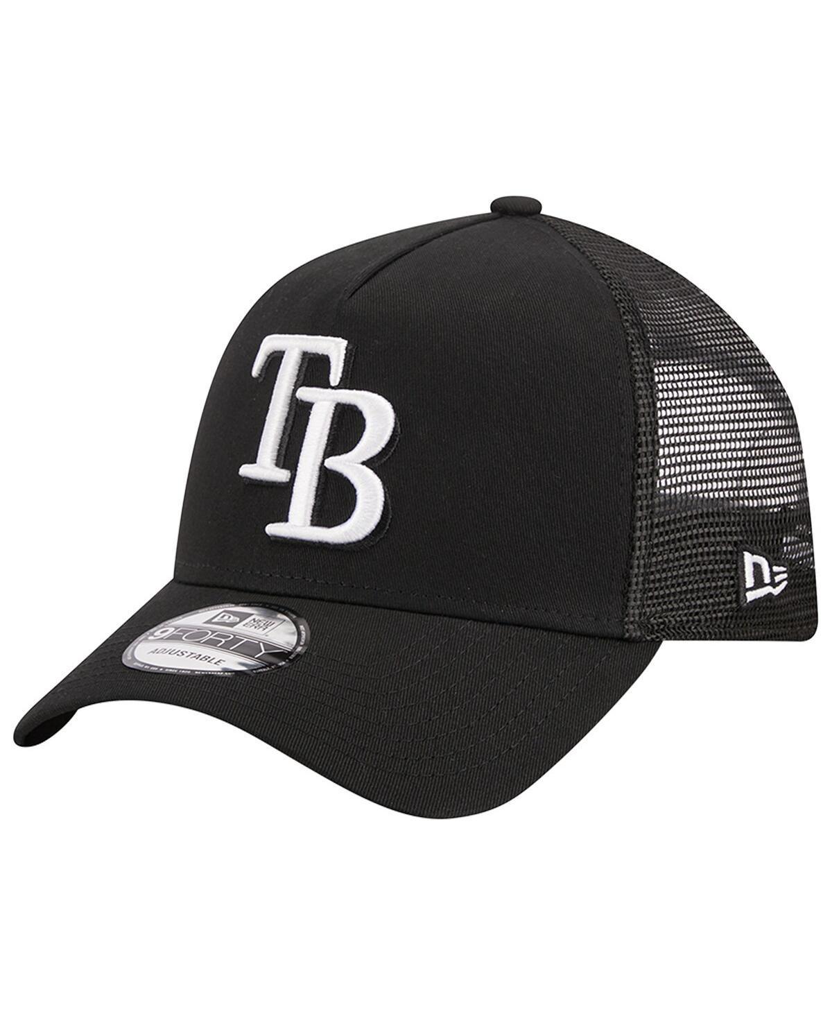 Mens New Era Black Tampa Bay Rays A-Frame 9FORTY Trucker Adjustable Hat Product Image