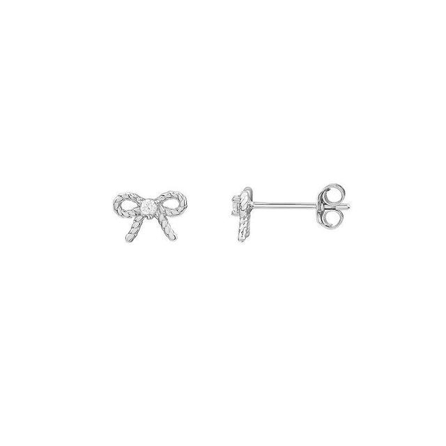 PRIMROSE Sterling Silver Cubic Zirconia Bow Stud Earrings, Womens, Sterling Clear Product Image