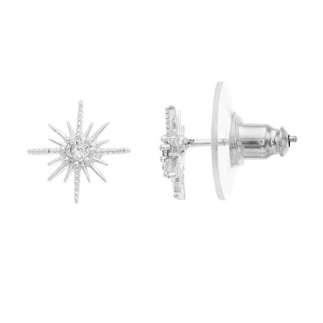 LC Lauren Conrad Art Deco Starburst Nickel Free Stud Earrings, Womens, Silver Tone Product Image