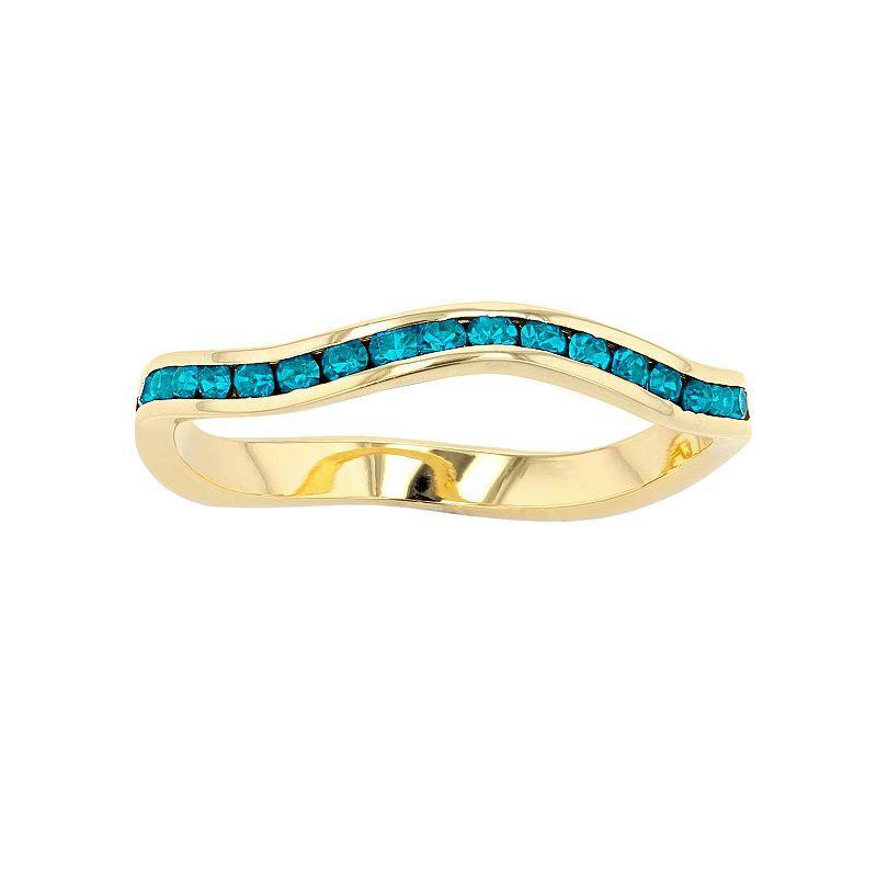 Traditions 18k Gold Over Silver Birthstone Crystal Wave Ring, Womens Gold Over Sterling Dec Product Image