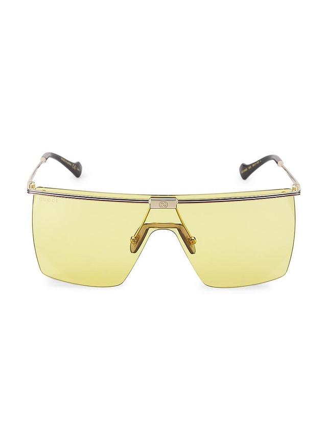 Gucci Men's Flat-Top Metal Shield Sunglasses - GOLD Product Image