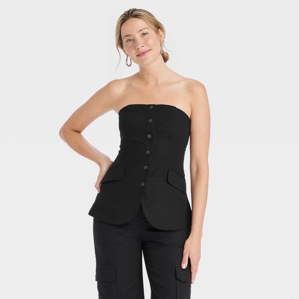 Womens Strapless Button-Down Top - Universal Thread Black XS Product Image