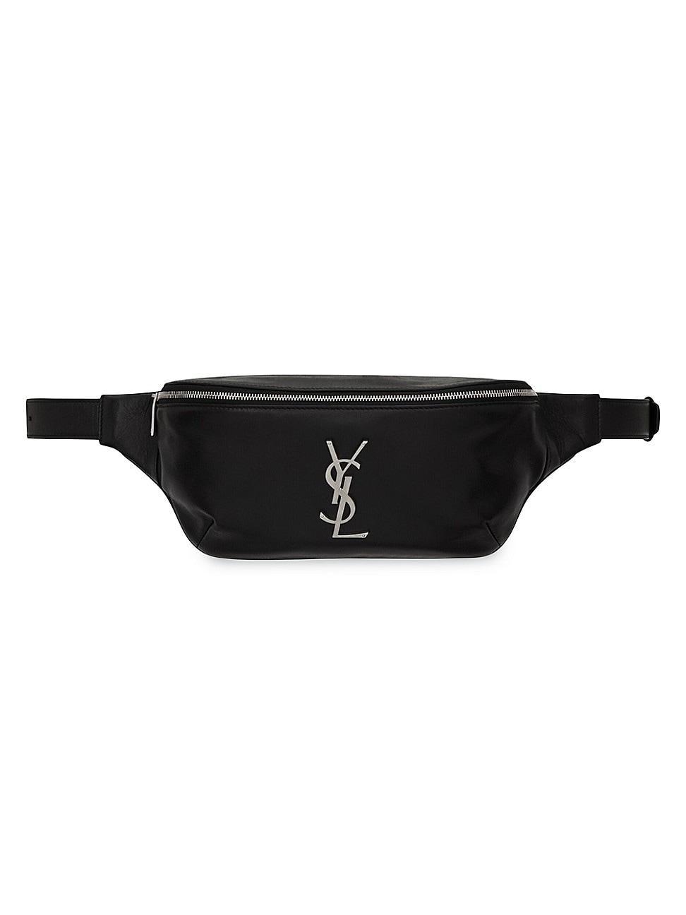 Mens Leather Belt Bag - Black - Black Product Image