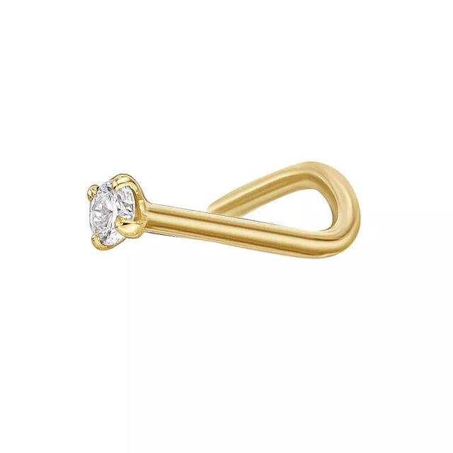 Lila Moon 14k Gold Diamond Accent 18 Gauge Curved Nose Ring Stud, Womens, 14k Whgold Product Image