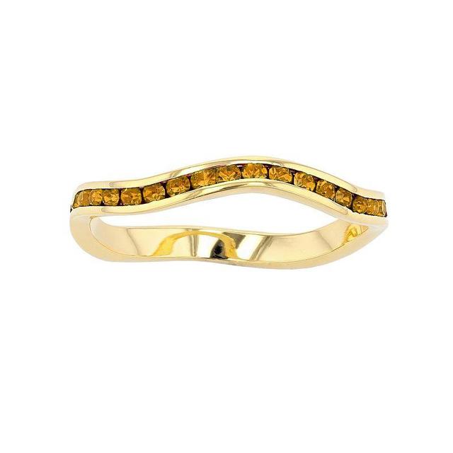 Traditions 18k Gold Over Silver Birthstone Crystal Wave Ring, Womens Gold Over Sterling Nov Product Image