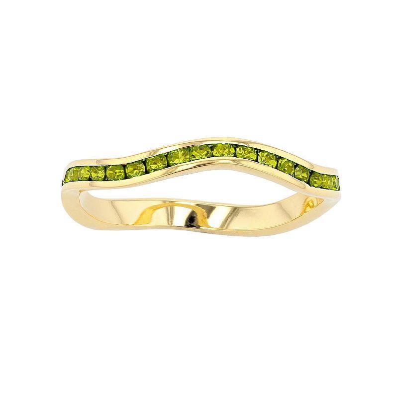 Traditions 18k Gold Over Silver Birthstone Crystal Wave Ring, Womens Green Product Image