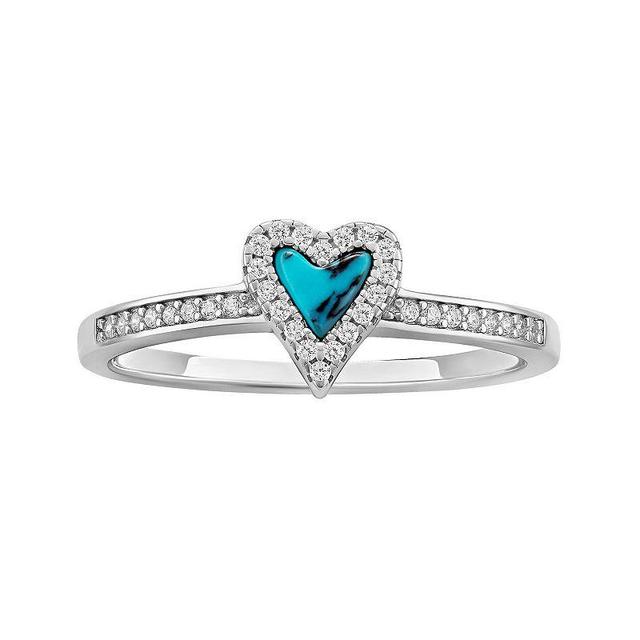 PRIMROSE Sterling Silver Simulated Turquoise & Cubic Zirconia Heart Ring, Womens Sterling Turquoise Product Image