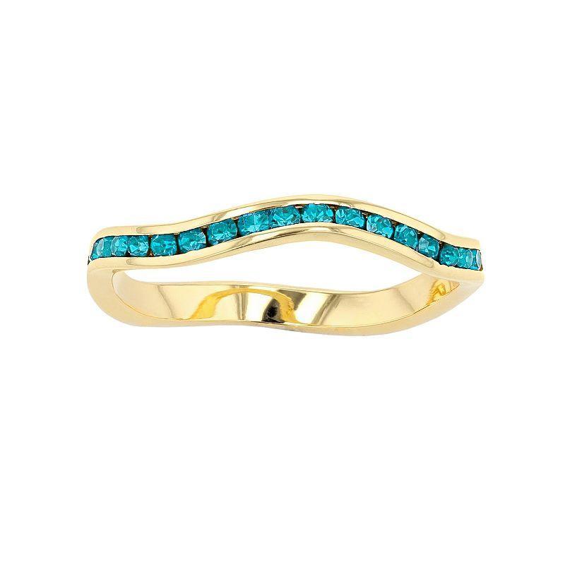 Traditions 18k Gold Over Silver Birthstone Crystal Wave Ring, Womens Gold Over Sterling Product Image