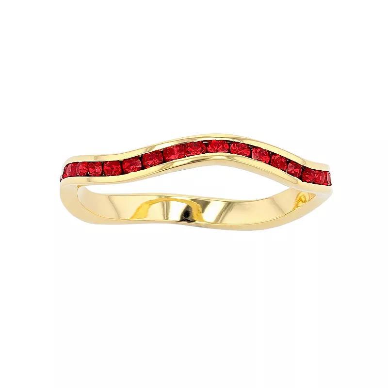 Traditions 18k Gold Over Silver Birthstone Crystal Wave Ring, Womens Red Product Image