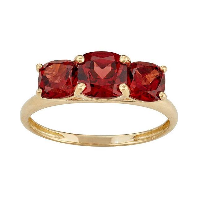 Designs by Gioelli 10k Gold 3-Stone Cushion Ring, Womens Red Product Image