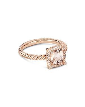 Womens Petite Chatelaine Pav Bezel Ring in 18K Rose Gold with Morganite and Diamonds Product Image