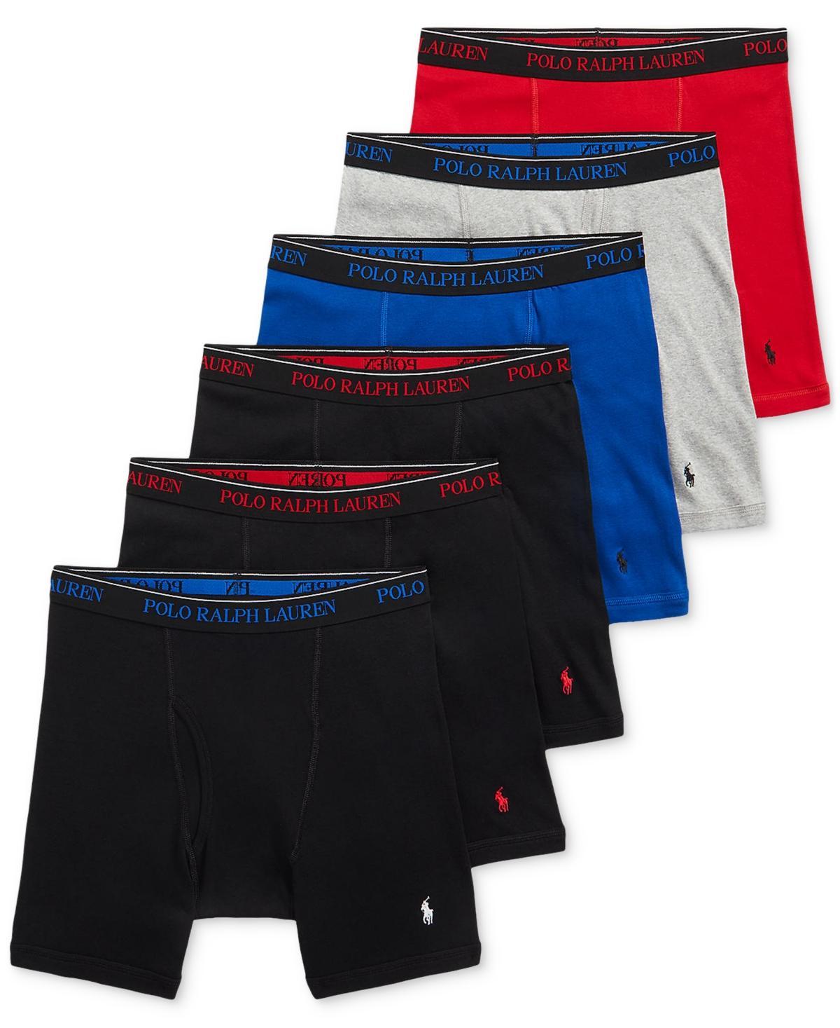 Polo Ralph Lauren Mens 5+1 Free Bonus Pack Classic-Fit Boxer Briefs - Cruise Navy / Dusk Orange / White Product Image