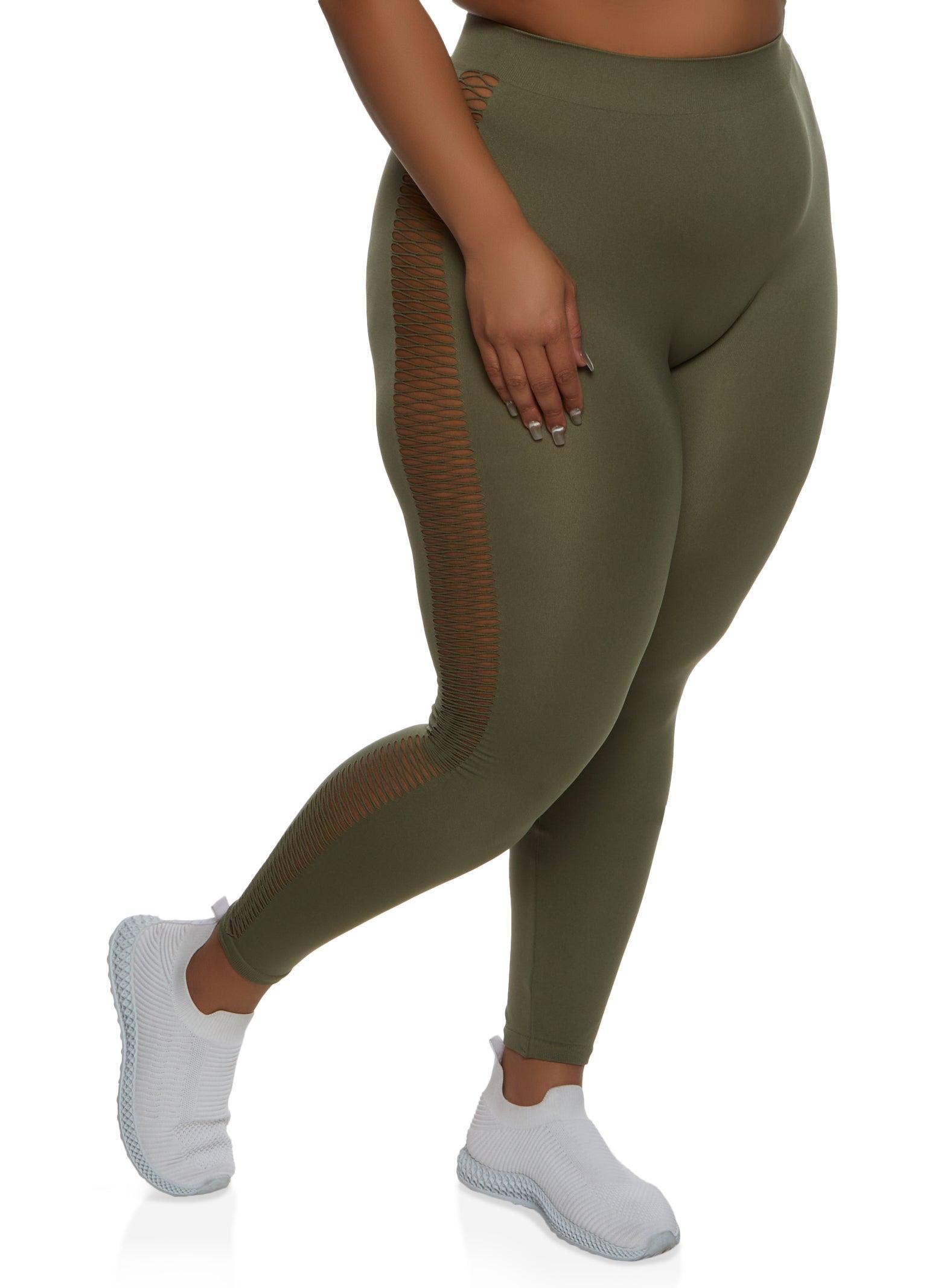 Womens Plus Size Side Fishnet Detail Seamless Leggings Product Image