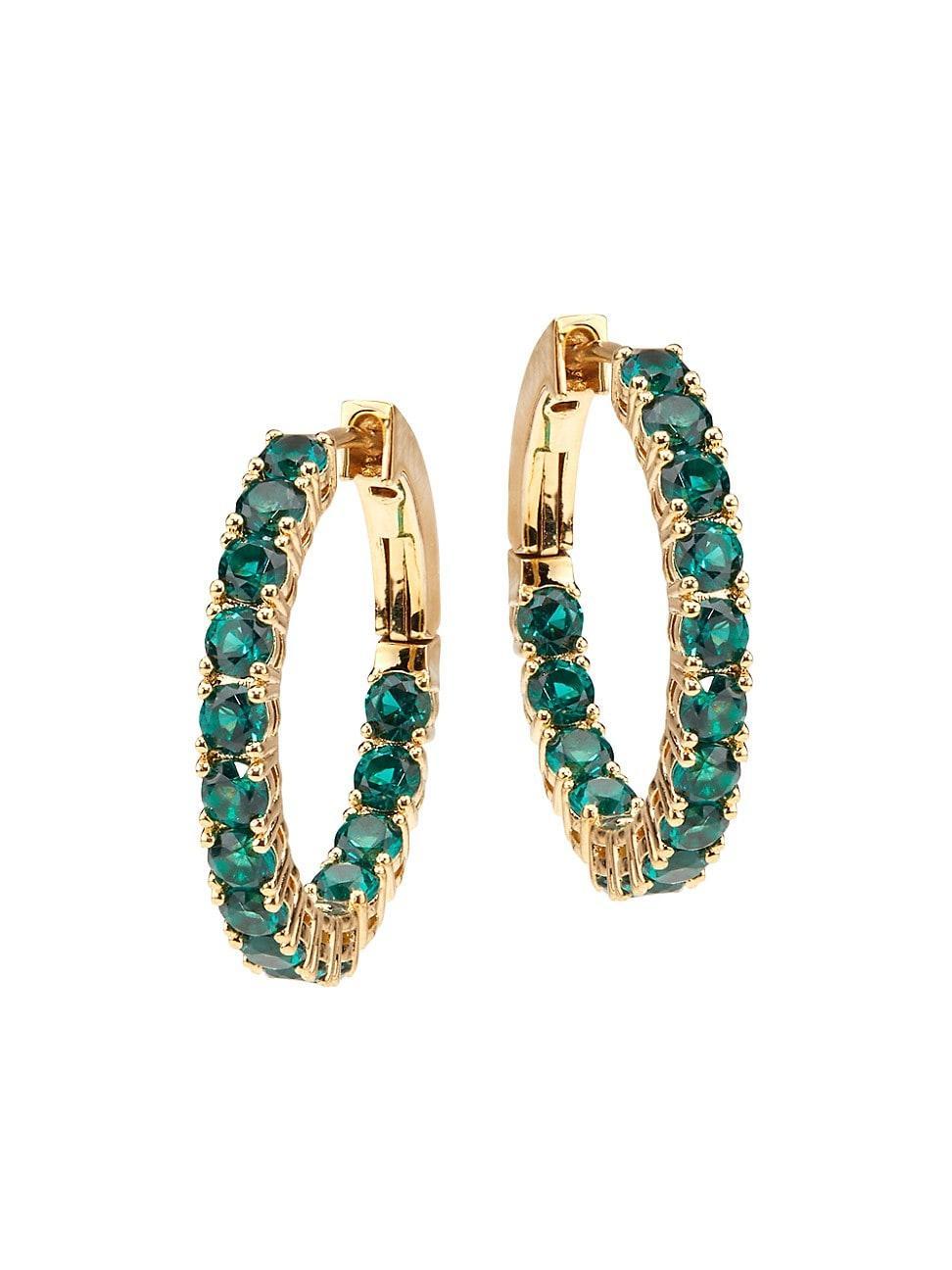 Womens Perfect Tennis Color 18K-Gold-Plated Sterling Silver & Crystal Hoop Earrings Product Image