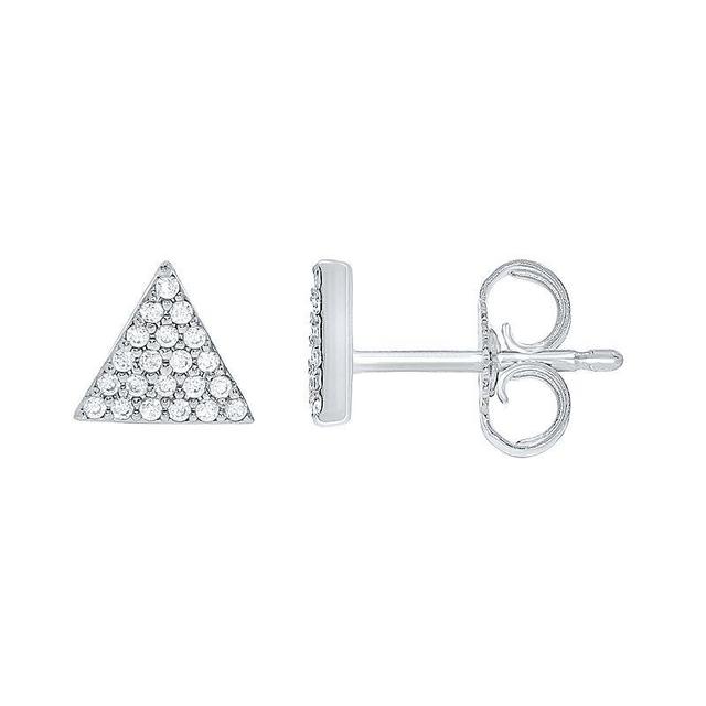 Sterling Silver 1/10 Carat T.W. Diamond Triangle Stud Earrings, Womens, White Product Image