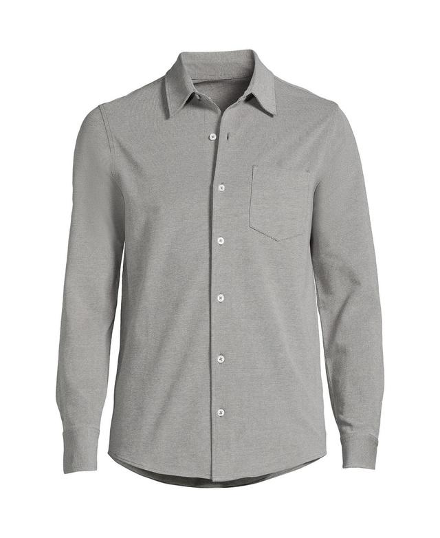 Lands End Mens Long Sleeve Texture Knit Button Up Shirt Product Image