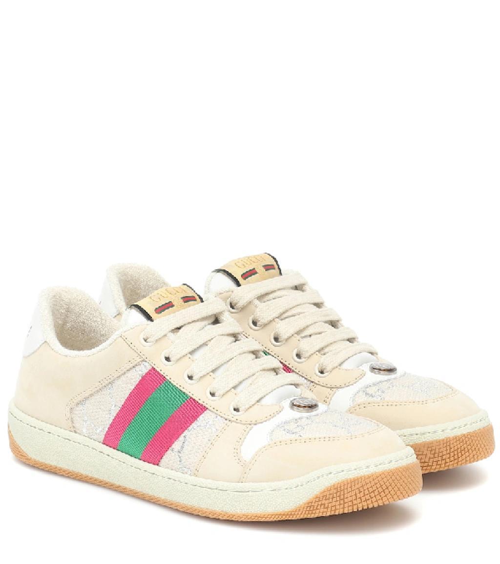 Screener Suede And Canvas-trimmed Printed Leather Sneakers In Multicolor Product Image