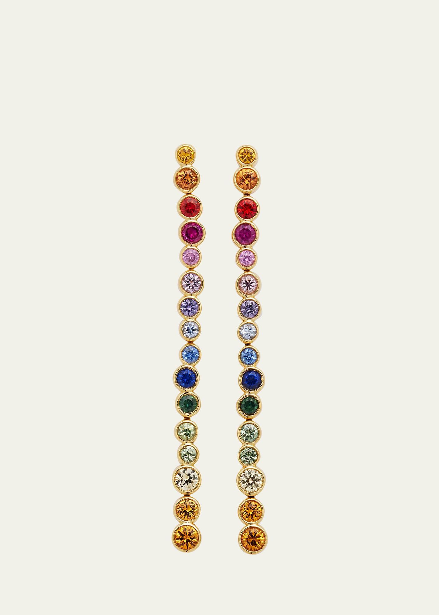 Womens Stardust 18K Yellow Gold & Rainbow Sapphire Drop Earrings Product Image