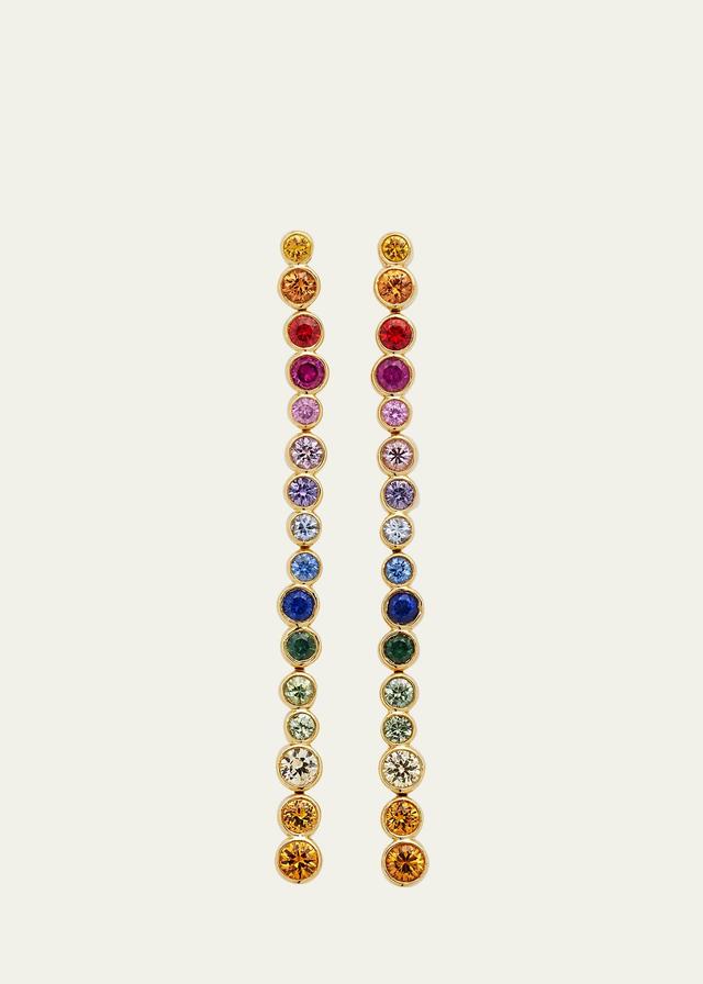 Womens Stardust 18K Yellow Gold & Rainbow Sapphire Drop Earrings Product Image