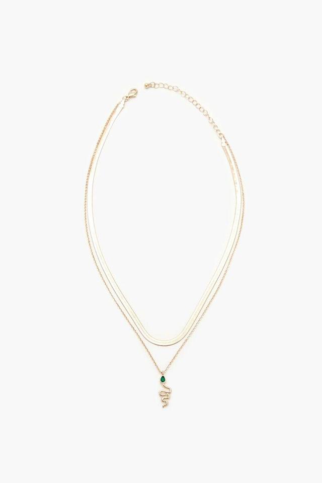 Layered Faux Gem Snake Necklace | Forever 21 Product Image