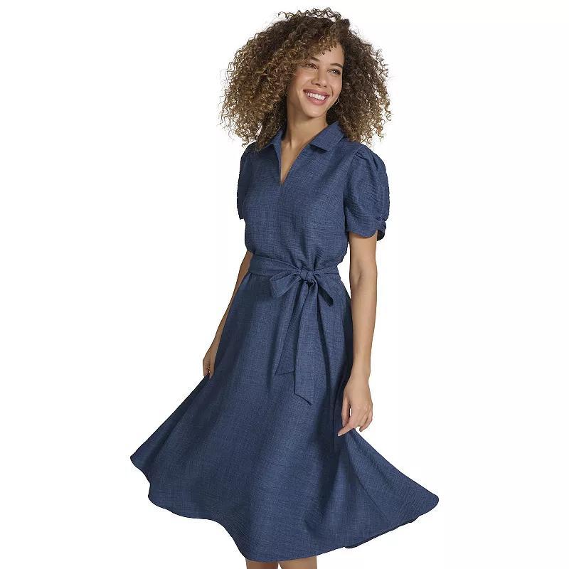 Womens Harper Rose Ruched Sleeve Polo Collar Midi Dress Product Image