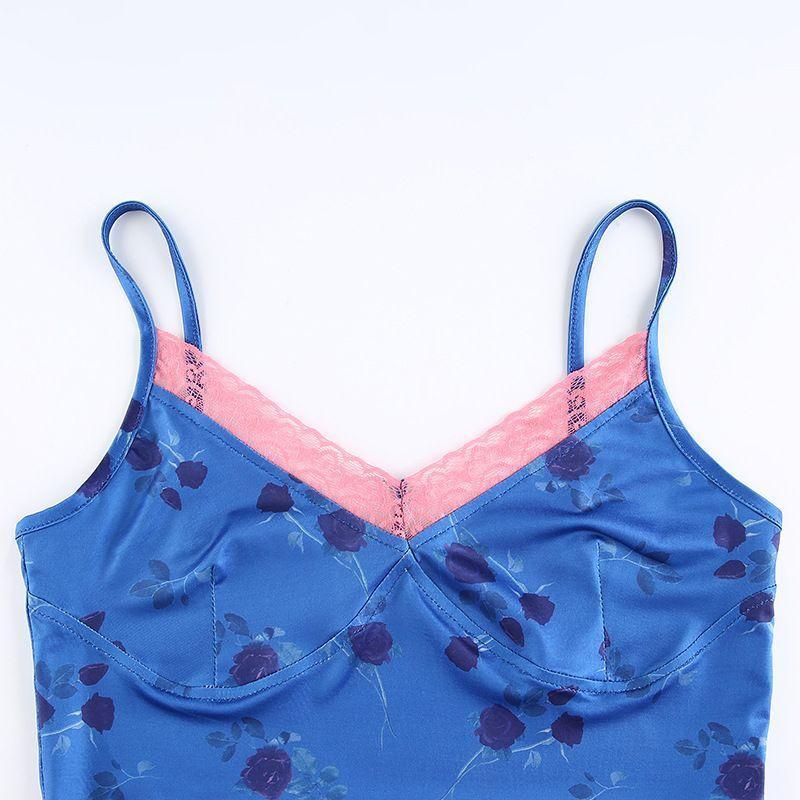 Lace Trim Floral Cropped Camisole Top Product Image