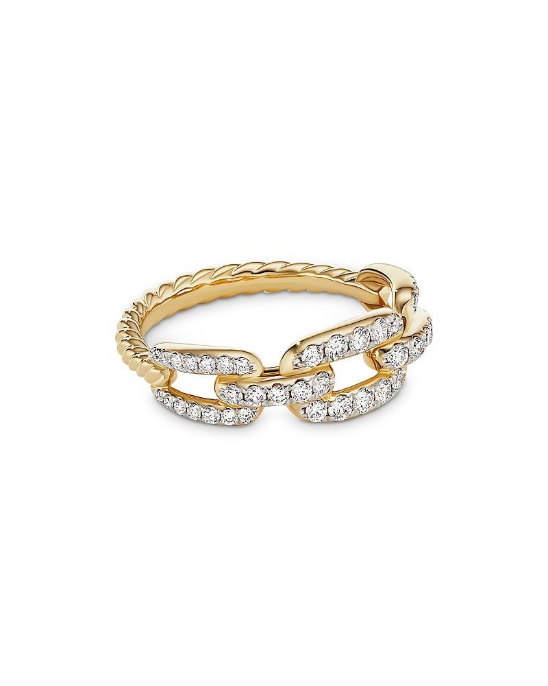 Womens Stax Chain Link Ring in 18K Yellow Gold with Pav Diamonds Product Image