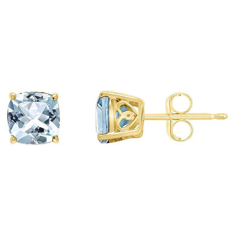 Alyson Layne 14k Gold Cushion Sky Blue Topaz Stud Earrings, Womens Product Image