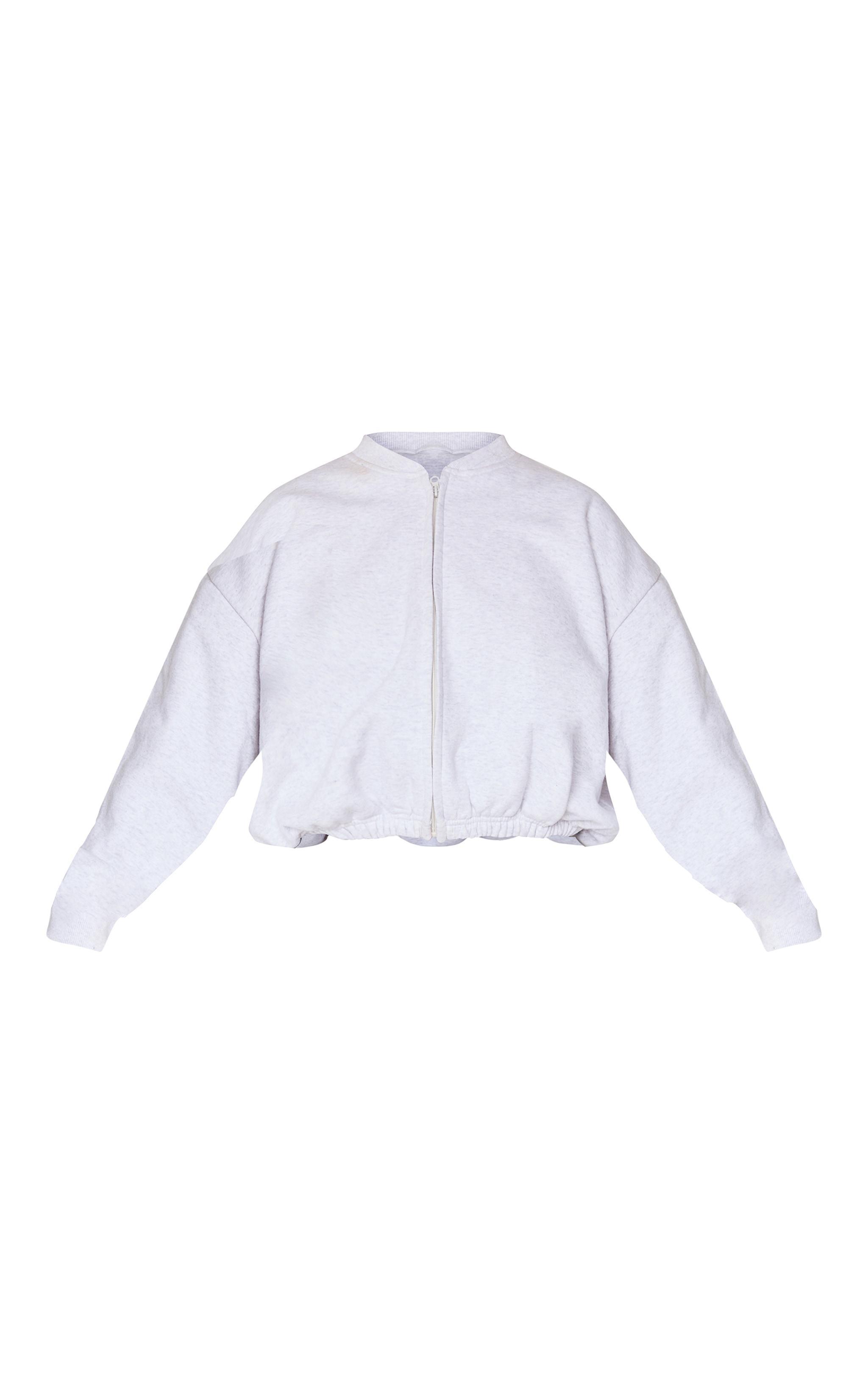 Ash Grey Drawcord Waist Cropped Zip Up Sweatshirt Product Image