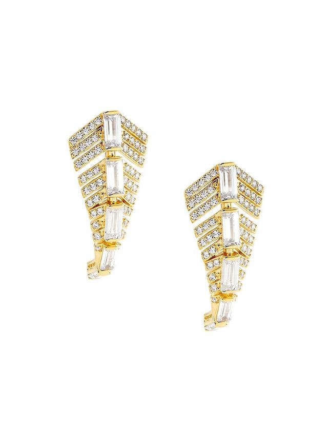 Womens Naomi 18K Gold-Plate & Cubic Zirconia Deco J-Hoop Earrings Product Image