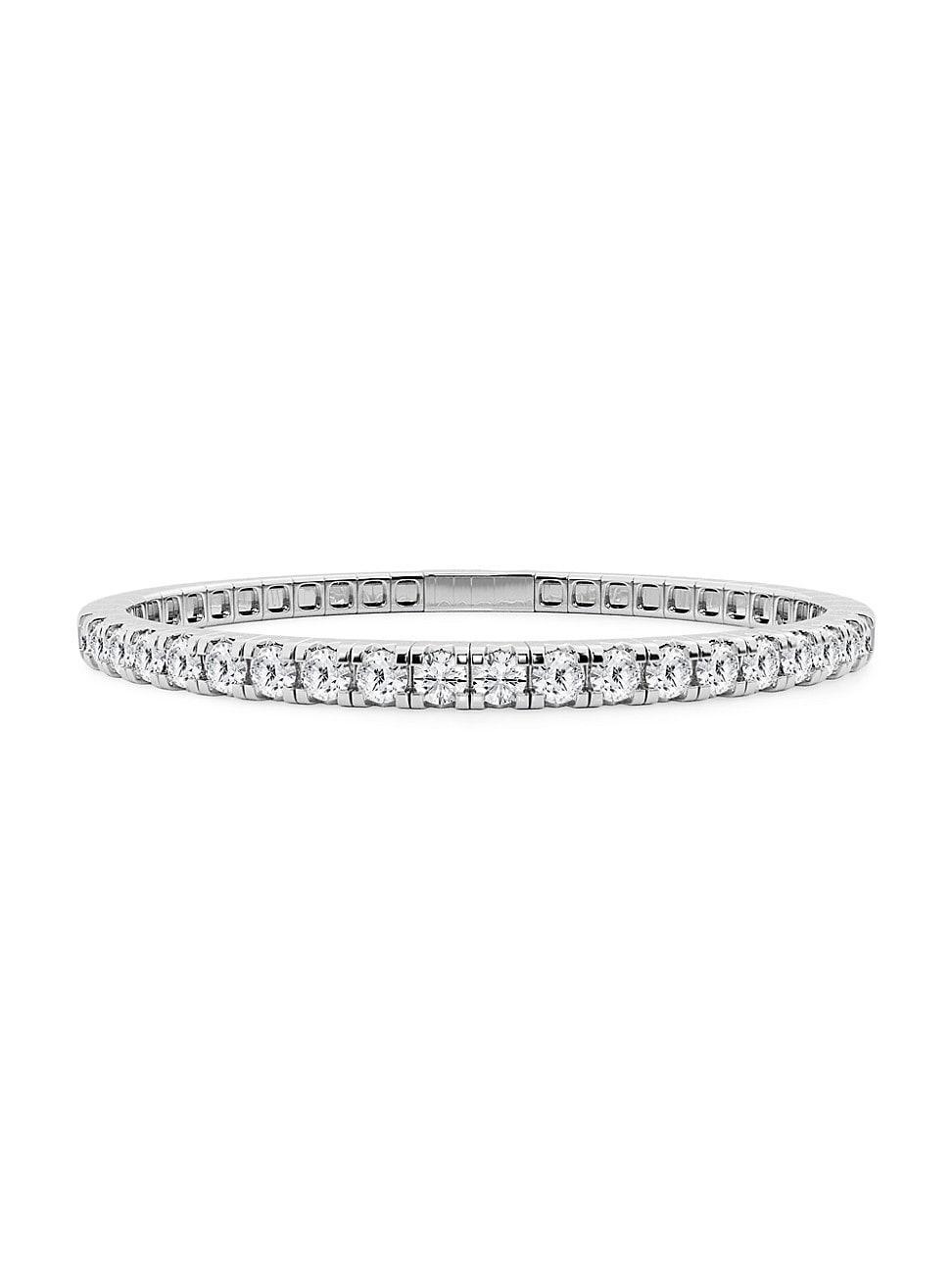 Womens 14K White Gold & Lab-Grown Diamond Flexible Tennis Bangle Product Image