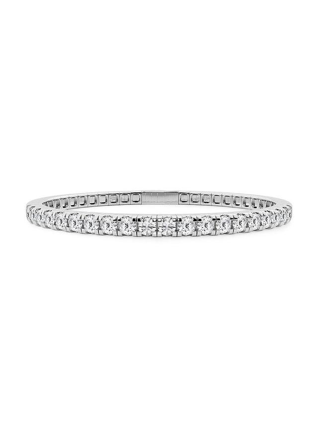 Womens 14K White Gold & Lab-Grown Diamond Flexible Tennis Bangle Product Image